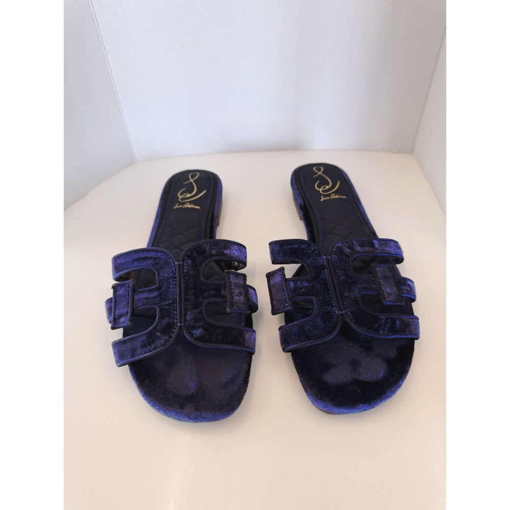 NWOT Sam Edelman Bay Honore Velvet Sandals in Dark Winter Violet, Size 8 - Picture 4 of 9